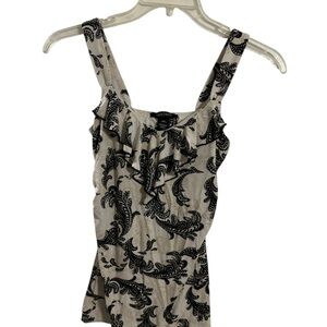 White House Black Market Black and Cream Camisole